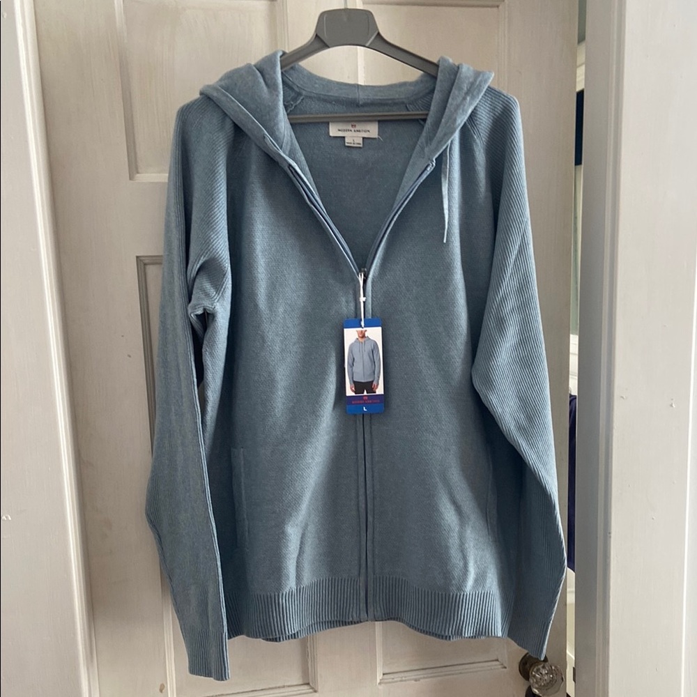 Men's Blue Modern Ambition Zip-Up Sweater